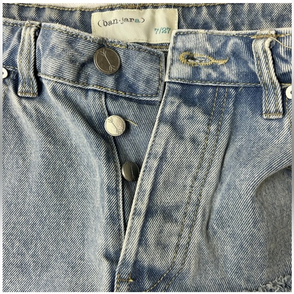 Banjara Super High Rise Button Fly Distressed Jean Shorts | Size 7/27 - Picture 3 of 6